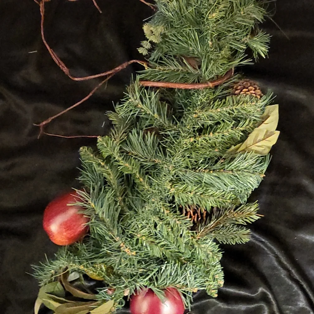 Festive Holiday Garland with Red Apples and Greenery